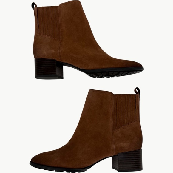 NWOT Sam Edelman Kaiti Block Heel Round Toe Suede Boots | Sz 8.5 | Walnut Brown - Picture 5 of 14